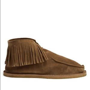 Saint Laurent Fringe Brown Suede Boot